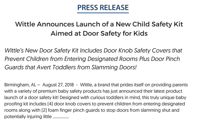 Wittle Announces Launch of a New Child Safety Kit Aimed at Door Safety for Kids